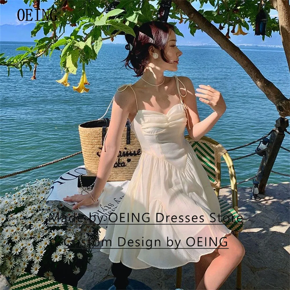 OEING White Sweetheart A-line Short Spaghetti Straps Simple Beach Prom Gowns Chiffon Sleeveless Dreamy Evening Party Dress 2023
OEING White Sweetheart A-line Short Spaghetti Straps Simple Beach Prom Gowns Chiffon Sleeveless Dreamy Evening Party Dress 2023