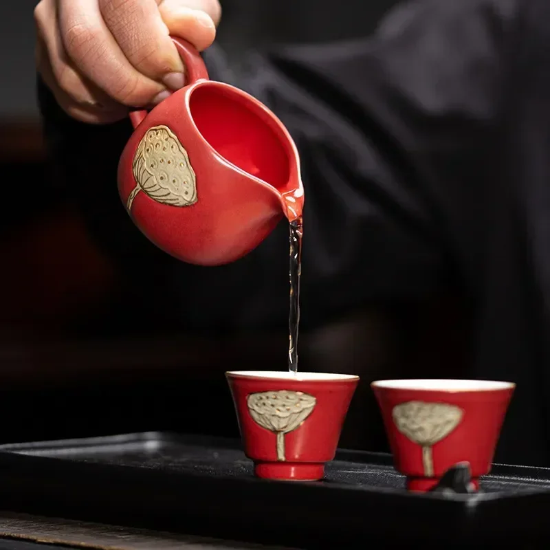 

Pot Tea Cup Kiln Baked Handmade Fu Ceramic Pitcher Utensils Lotus Glow Fair Seedpod Kung Size Retro Large