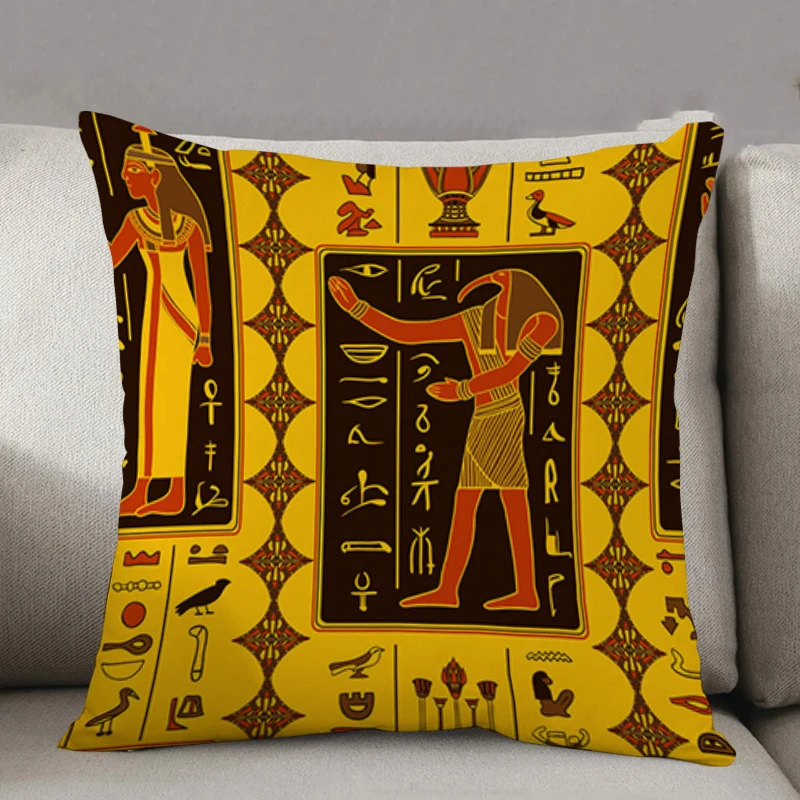 

Ancient Egyptian Pharaoh Hieroglyphs Cushion Cover 45x45 Covers for Bed Pillows Fall Decoration Lounge Chairs Pillow Hugs 45*45