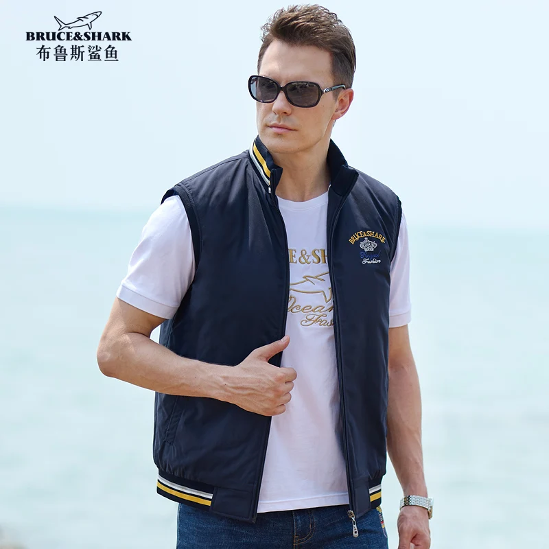 

Bruce&shark Male Vest Casual Fashion Inner Thicken Cotton Super Quality Outerwear Zipper Men's Vest Coats Jacket big size 4XL