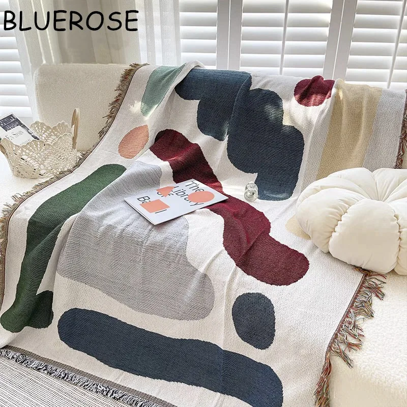

Одеяло для дивана С Разноцветными полосками и абстрактным рисунком, плед для дивана, тканый настенный гобелен, коврик для путешествий, кемпинга, пикника, покрывала для кровати