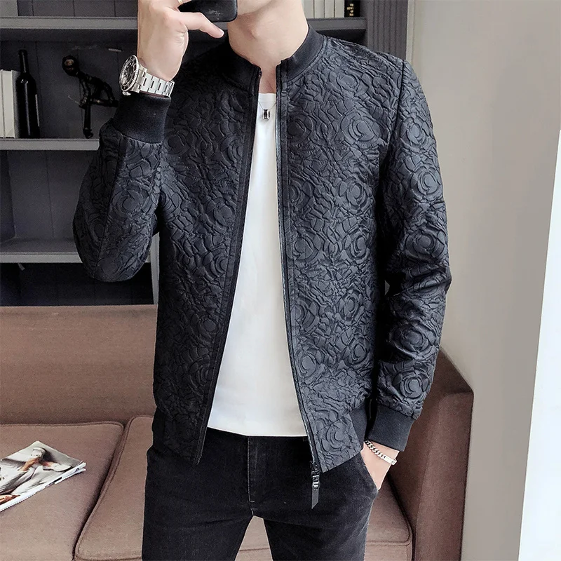 

Masculina Jaqueta Vintage Jacket Jacquard Jacket Men Zipper Bomber Jacket Long Sleeve Casual Jackets Bomber Baroque Party Wear