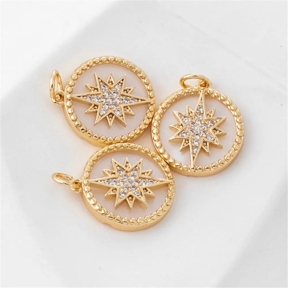14k gold inlaid shell polygonal star micro-zircon 16mm round pendant diy jewelry pendant accessories
14k gold inlaid shell polygonal star micro-zircon 16mm round pendant diy jewelry pendant accessories
