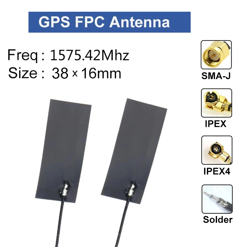 

2Pcs GPS Antenna FPC Internal Passive Omni Antenna 12cm Cable High gain With SMA-J IPEX IPX UFL IPEX4 MHF4