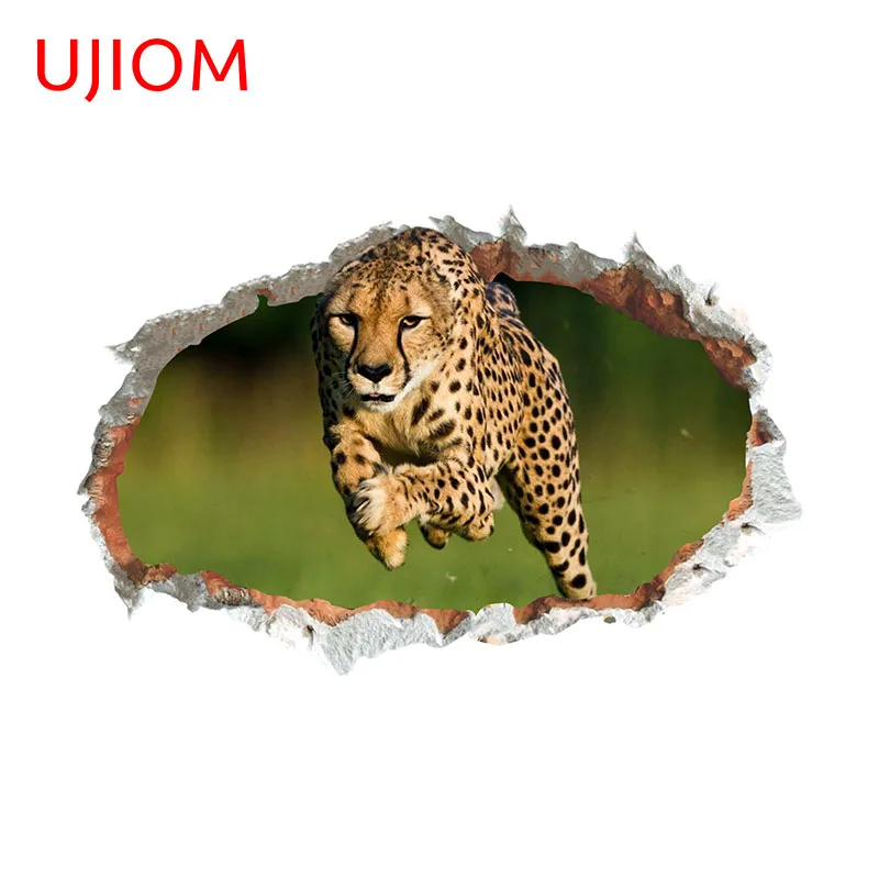 

UJIOM 13cm X 8.5cm Personality Crack Jaguar Tear Wall Stickers Cartoon Creativite Windows Decal Kids Room Murals Home Decor