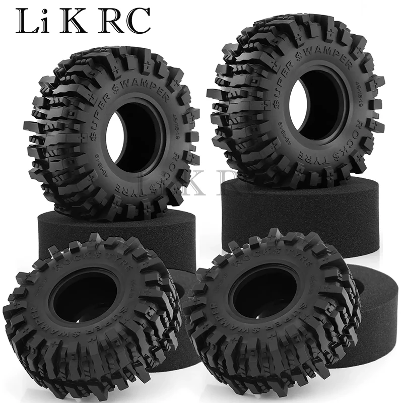 

4PCS 118 MM 1.9" Rubber Rock Tyres Wheel Tires for 1:10 RC Crawler Car Axial SCX10 90046 AXI03007 TRX4 Redcat Gen8