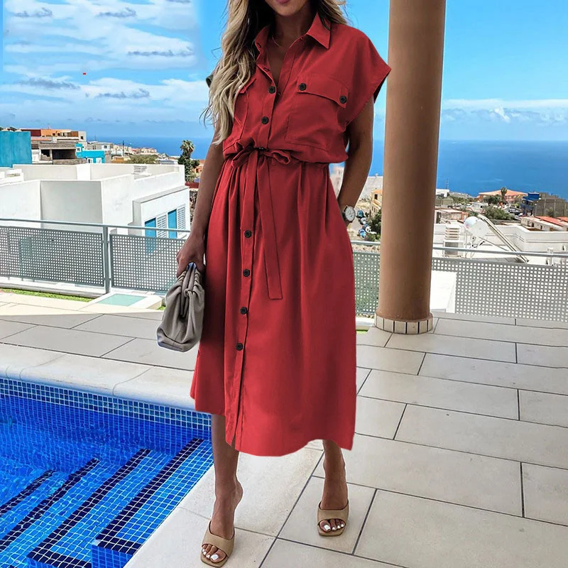Cutubly Fashion Dresses Short-sleeve Faux-wrap Dress Shirt Lapel Party Vestidos Casual Button High Waist Midi Slim Solid Summer
Cutubly Fashion Dresses Short-sleeve Faux-wrap Dress Shirt Lapel Party Vestidos Casual Button High Waist Midi Slim Solid Summer