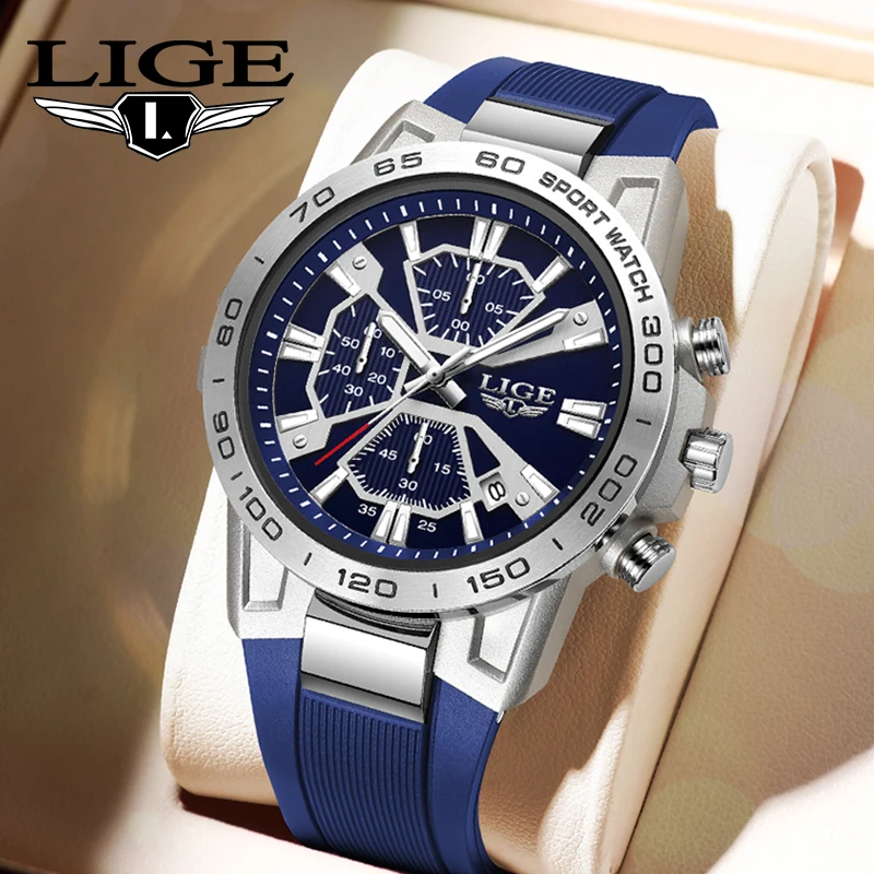 

LIGE Top Brand Men Watch Date Chronograph Quartz Watch Luminous Waterproof Multifunction Sport Man Wristwatch Relogio Masculino