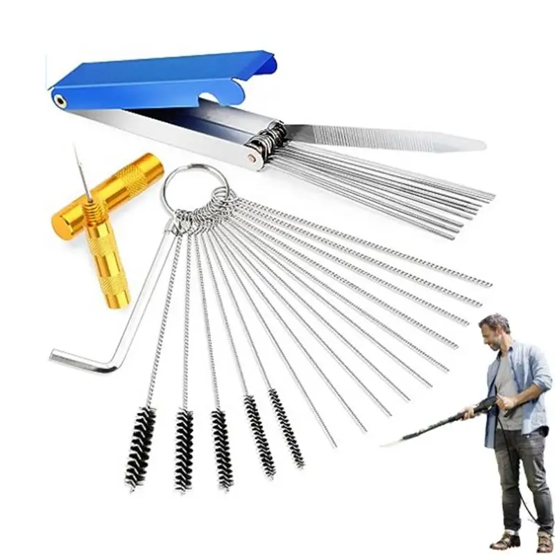 

Carb Jet Cleaning Tool 19pcs Needle And Brush Cleaning Tool Set Kit Durable Torch Tip Cleaner Practical Tip Cleaner For