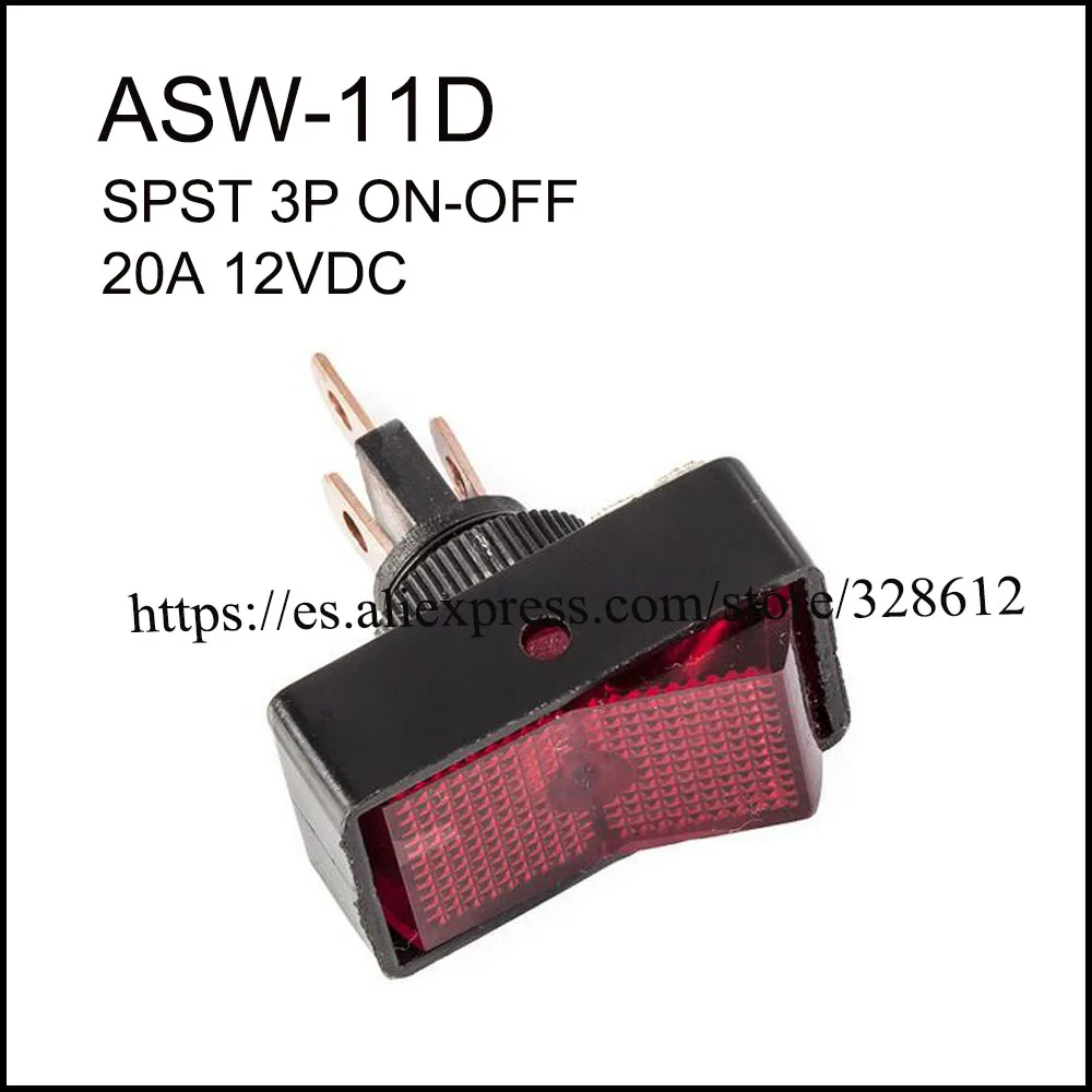 

100PCS ASW-11D ON-OFF SPST 3P with lamp auto switch Rocker Switch Automobile switches and accessories 20A 12VDC big cat's eye