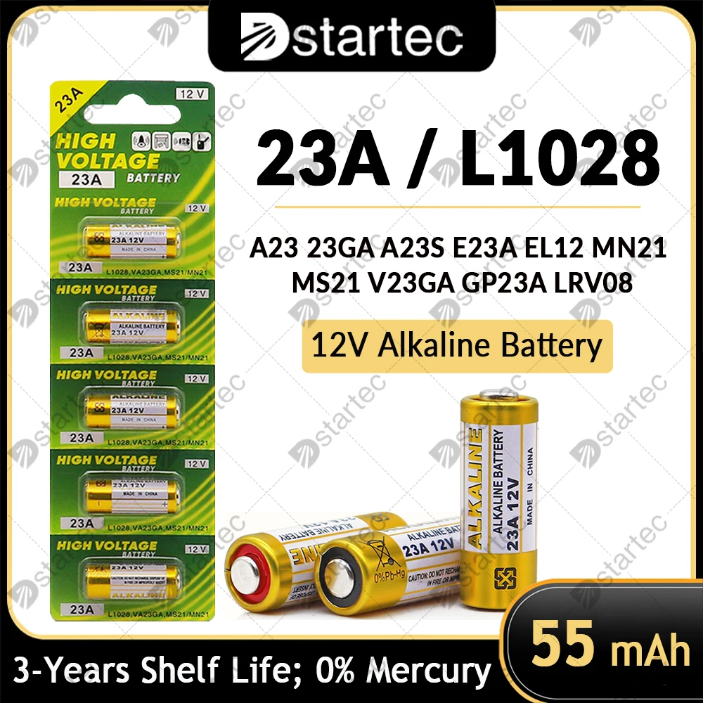

55mAh 23A 12V Batteries Remote Control Toys Primary Dry Alkaline Battery L1028 21/23 A23 E23A K23A V23GA GP23A RV08 LRV08 23 a