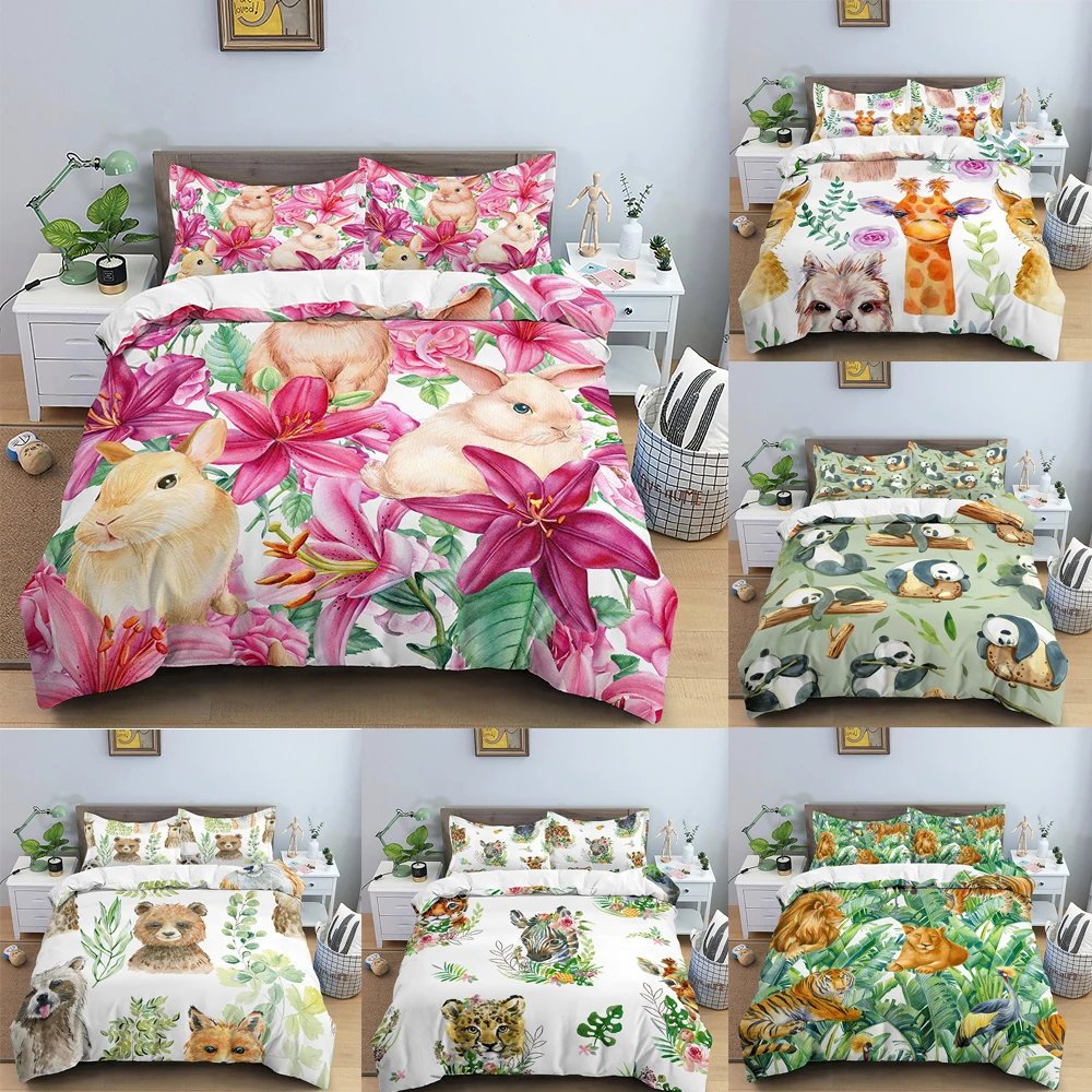 Cartoon Animal Bedding Set 3D Panda Rabbit Print Duvet Cover Quilt Cover With Zipper Queen Double Comforter Sets No Bed Sheet
Cartoon Animal Bedding Set 3D Panda Rabbit Print Duvet Cover Quilt Cover With Zipper Queen Double Comforter Sets No Bed Sheet