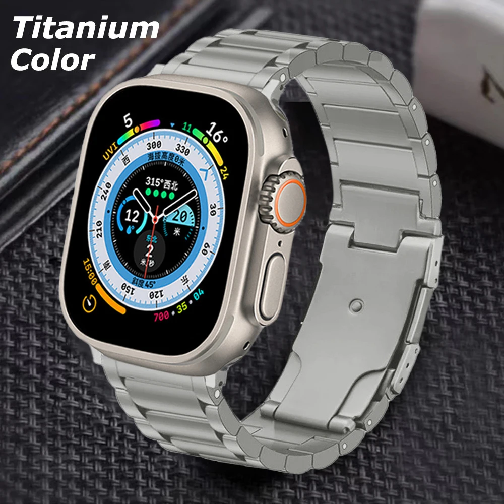 

Ремешок титановый для Apple Watch Band 44 мм 49 мм 45 мм 40 мм 41 мм 42 мм 38 мм, звеньевой браслет для iWatch Series 9 6 5 4 7 8 SE ultra 2