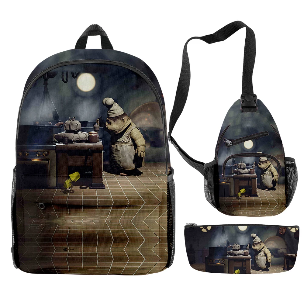 

Popular Novelty Little Nightmares 2 3D Print 3pcs/Set pupil School Bags Trendy Travel Laptop Backpack Chest Bag Pencil Case