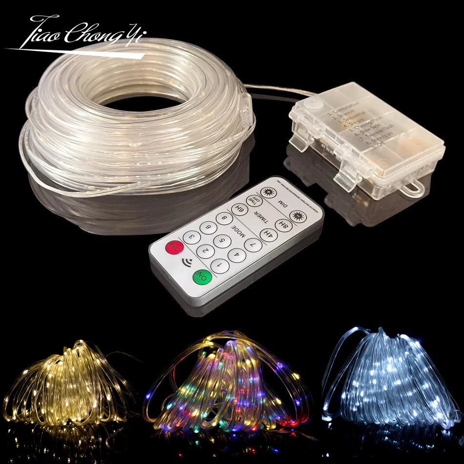 

LED Rope Tube String Light 5M 10M 20M Outdoor Christmas Rope Light Fairy Light Garland 13KEY RF for DIY Garden Fence Party Decor