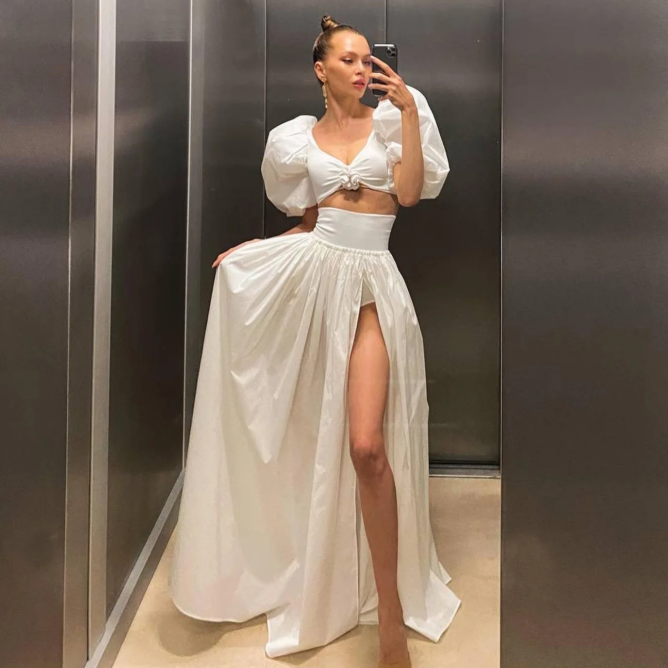 2022 New Long Two-piece Set Bubble Sleeve Dress High Split Party Dresses Mujer Vestido
2022 New Long Two-piece Set Bubble Sleeve Dress High Split Party Dresses Mujer Vestido