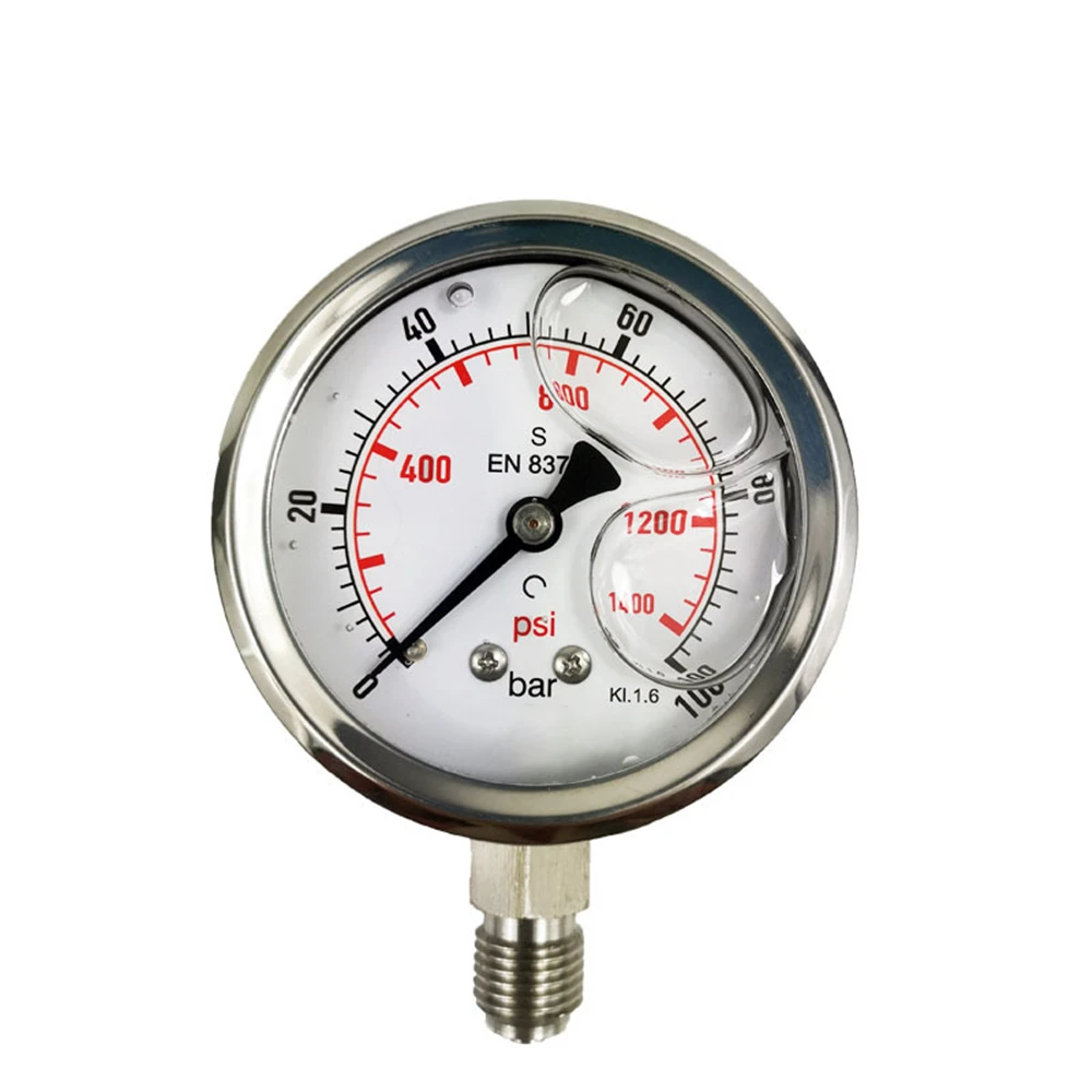 YBF60 Pressure Gauge 100Bar Double Scale Pressure Gauge All Stainless Steel Oil Filled Pressure Gauge 
YBF60 Pressure Gauge 100Bar Double Scale Pressure Gauge All Stainless Steel Oil Filled Pressure Gauge