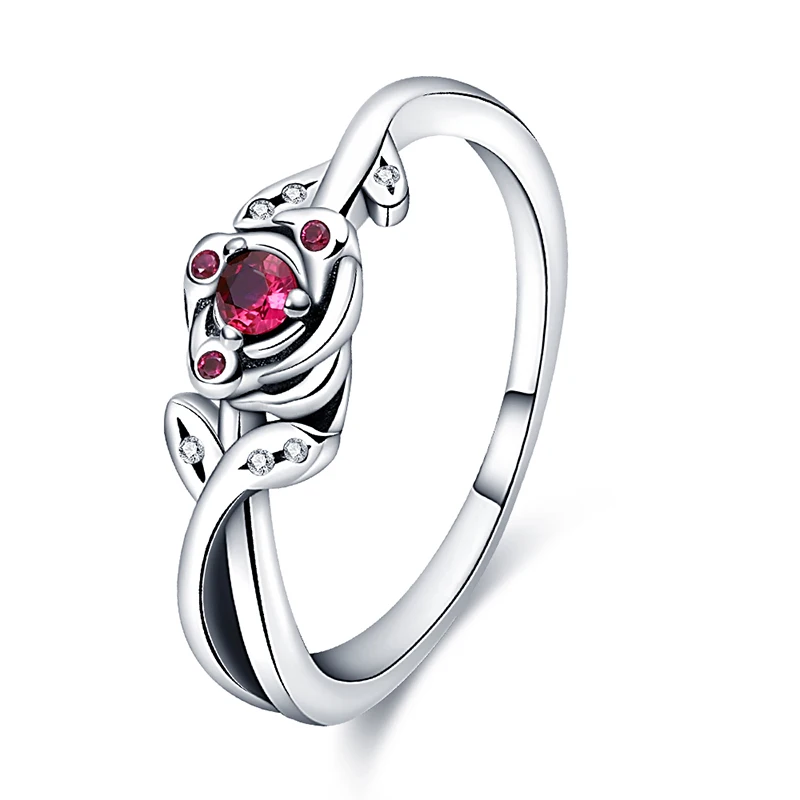 Фото Новинка 2022 модное кольцо из серебра 925 пробы кольца с розой Красавица и чудовище