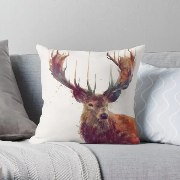 

Red Deer Printing Throw Pillow Cover Bedroom Office Hotel Soft Wedding Decorative Car Fashion Pillows not include One Side