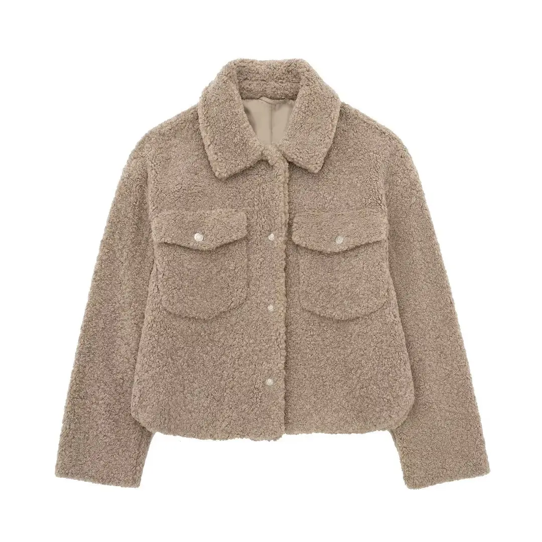 Women Winter Fashion Flip pocket decoration Cropped Fleece Jacket Coat Vintage Long Sleeve Button-up Female Outerwear Chic Tops
Women Winter Fashion Flip pocket decoration Cropped Fleece Jacket Coat Vintage Long Sleeve Button-up Female Outerwear Chic Tops