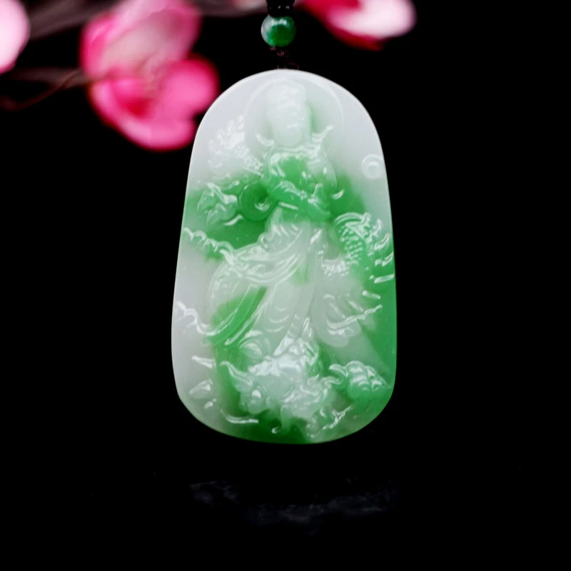 Natural White Green Jade Guanyin Bodhisattva Pendant Necklace Chinese Charm Jewelry Crafts Fashion Amulet Gifts for Men Women
Natural White Green Jade Guanyin Bodhisattva Pendant Necklace Chinese Charm Jewelry Crafts Fashion Amulet Gifts for Men Women