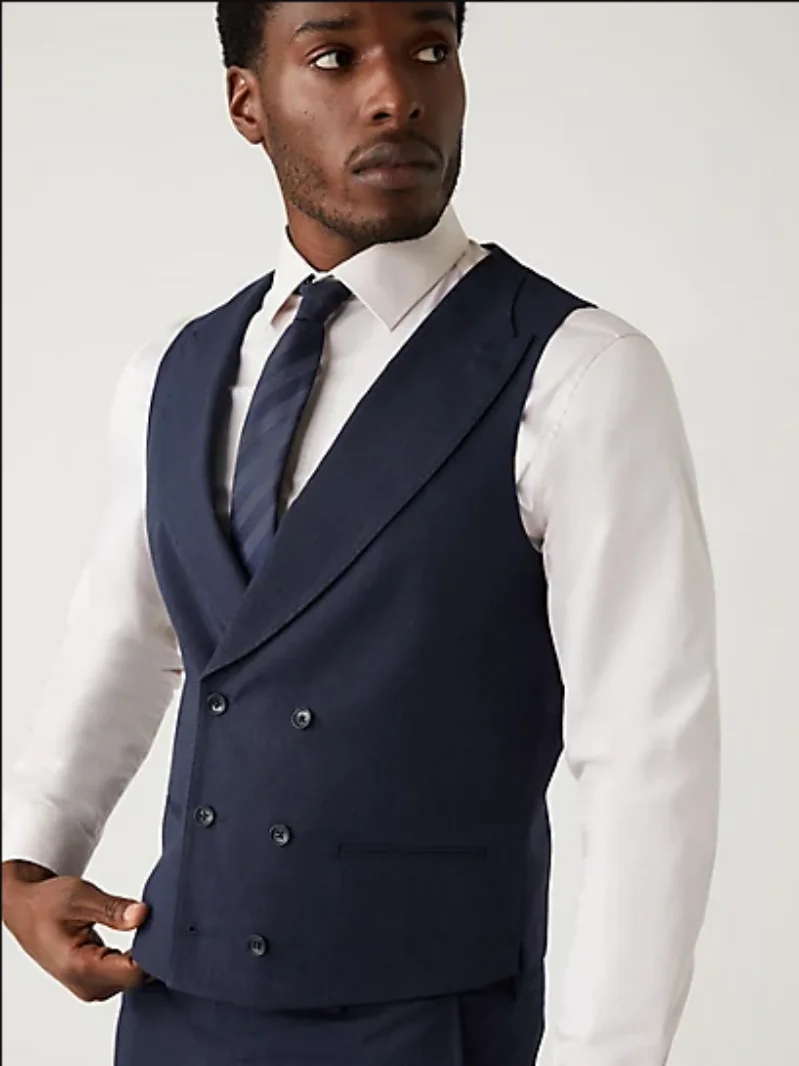 

Men's Vest Wedding Dress Elegant Italian Style Double Breasted Lapels Regular Fit Suit Male Tuxedo Suits for Men