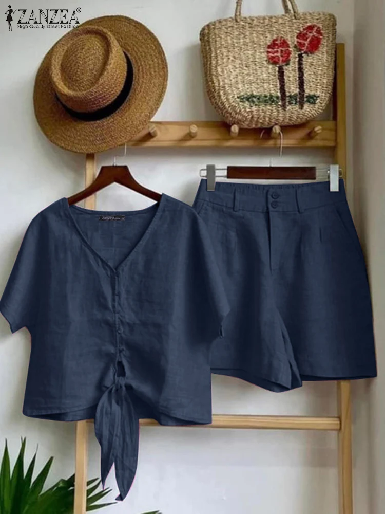 Костюм ZANZEA Женский Повседневный, Модный праздничный Городской Спортивный костюм, блузка с коротким рукавом и V-образным вырезом, свободные шорты, оверсайз, 2 шт.
Костюм ZANZEA Женский Повседневный, Модный праздничный Городской Спортивный костюм, блузка с коротким рукавом и V-образным вырезом, свободные шорты, оверсайз, 2 шт.
