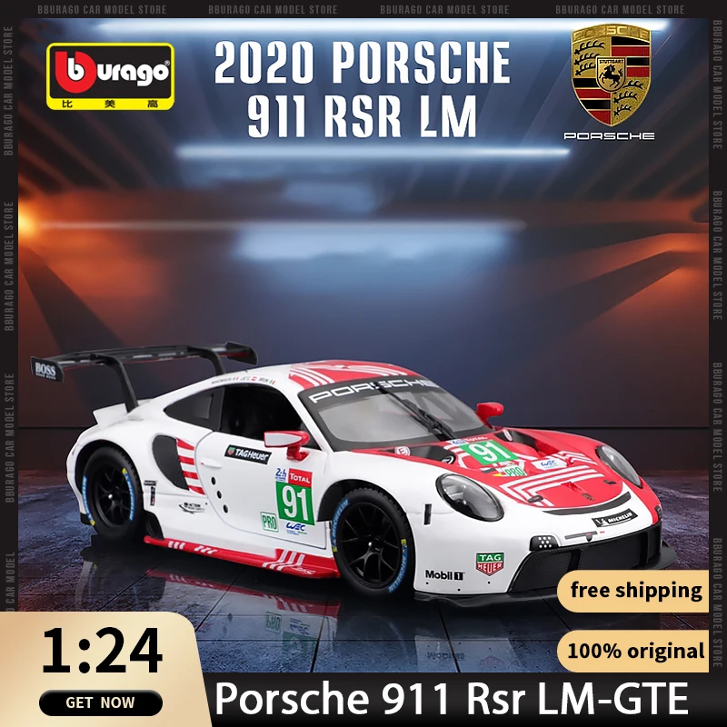 

Модель литая автомобиля Porsche 911 Rsr 2020 Rsr, модель автомобиля Bburago оригинального выпуска, роскошные Автомобильные Игрушки из сплава, коллекционный подарок, 1:24