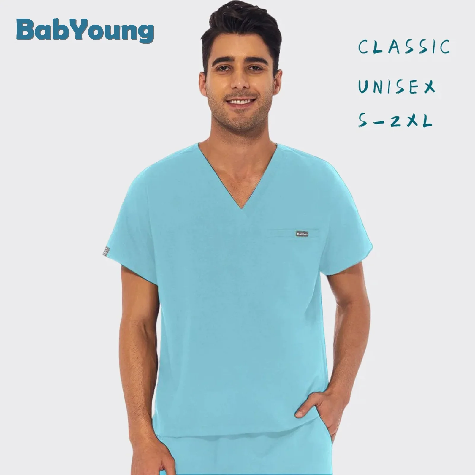 

Outdoor Workwear Medical Surgical Uniform Unisex Pet Grooming Tops Clinic Nurse Shirts Doctor Scrubs Blouse Short-sleeve Clothes