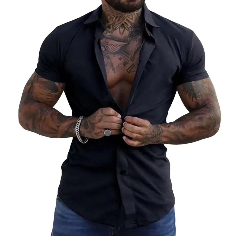 Men Shirt Stylish Men's Slim Fit Summer Shirt with Turn-down Collar Short Sleeves Single-breasted Design Soft for Formal
Men Shirt Stylish Men's Slim Fit Summer Shirt with Turn-down Collar Short Sleeves Single-breasted Design Soft for Formal