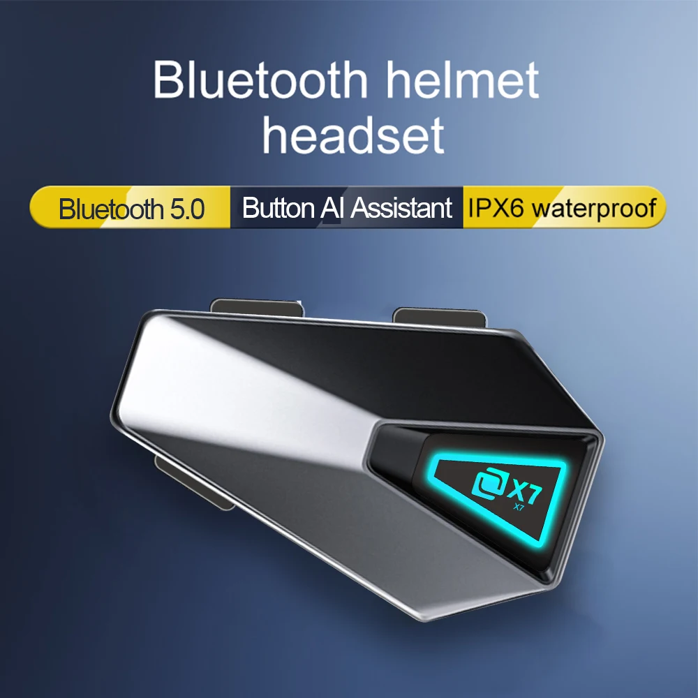

X7 Motorcycle Helmet Headset Wireless Bluetooth 5.0 Hands Free IPX6 Waterproof 1000mAh Battery Moto Headphones 7 Light Modes
