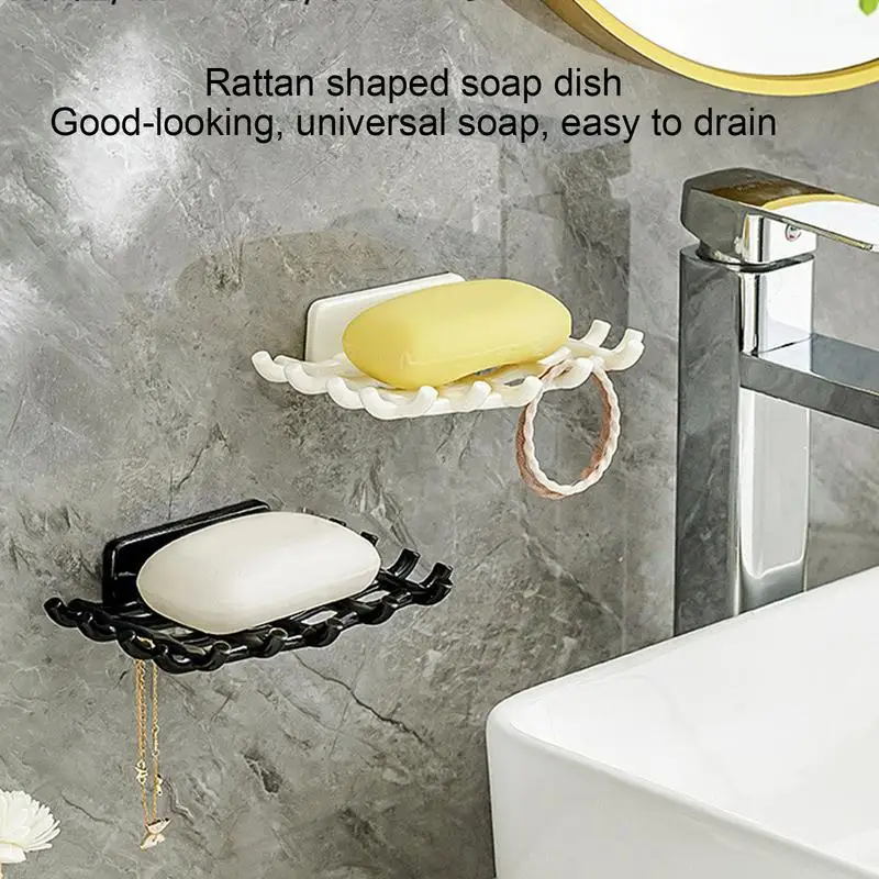 

Wall Mounted Soap Bar Rack Punch-free Soap Rack Draining Shelf Space Saving Adhesive Storage Box Drain Rack For Bathroom kitchen