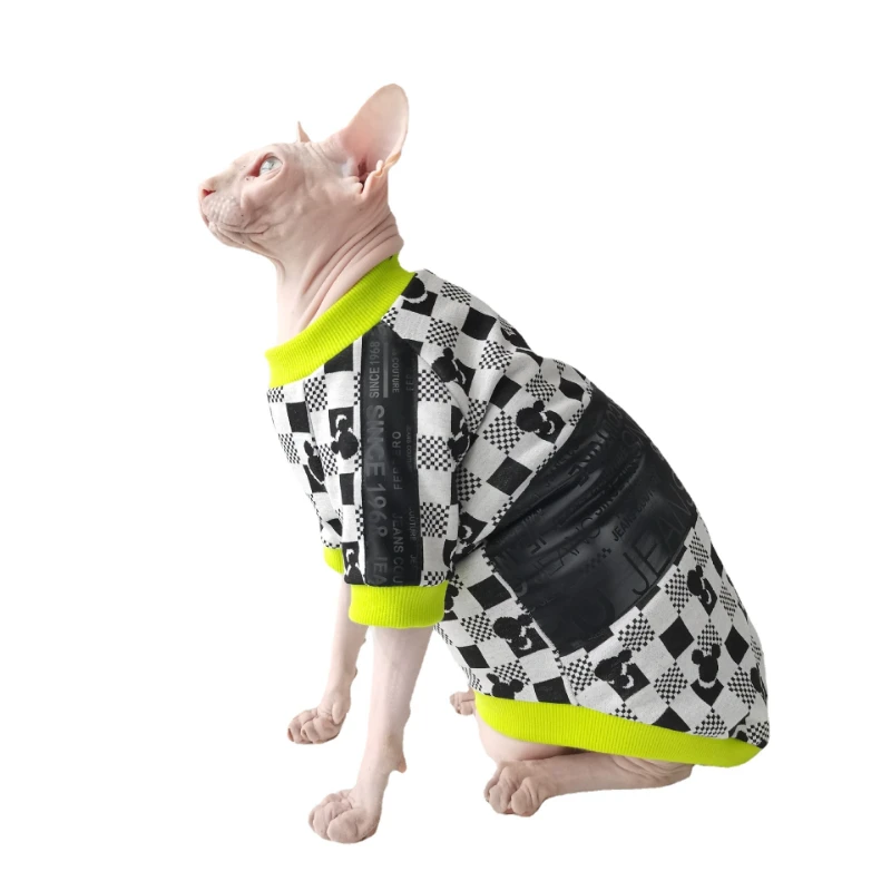 Hairless Cat Black and White Checkered Trendy Brand T-shirt Sphinx German Cat Clothes Handsome
Hairless Cat Black and White Checkered Trendy Brand T-shirt Sphinx German Cat Clothes Handsome