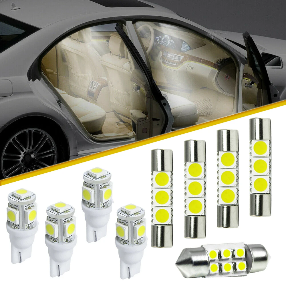 

9pcs Universal Car Dome Lamp T10 168 194 31mm W5W 6000K Car LED Light Bulbs Car License Plate Lamp Auto Light Accessories