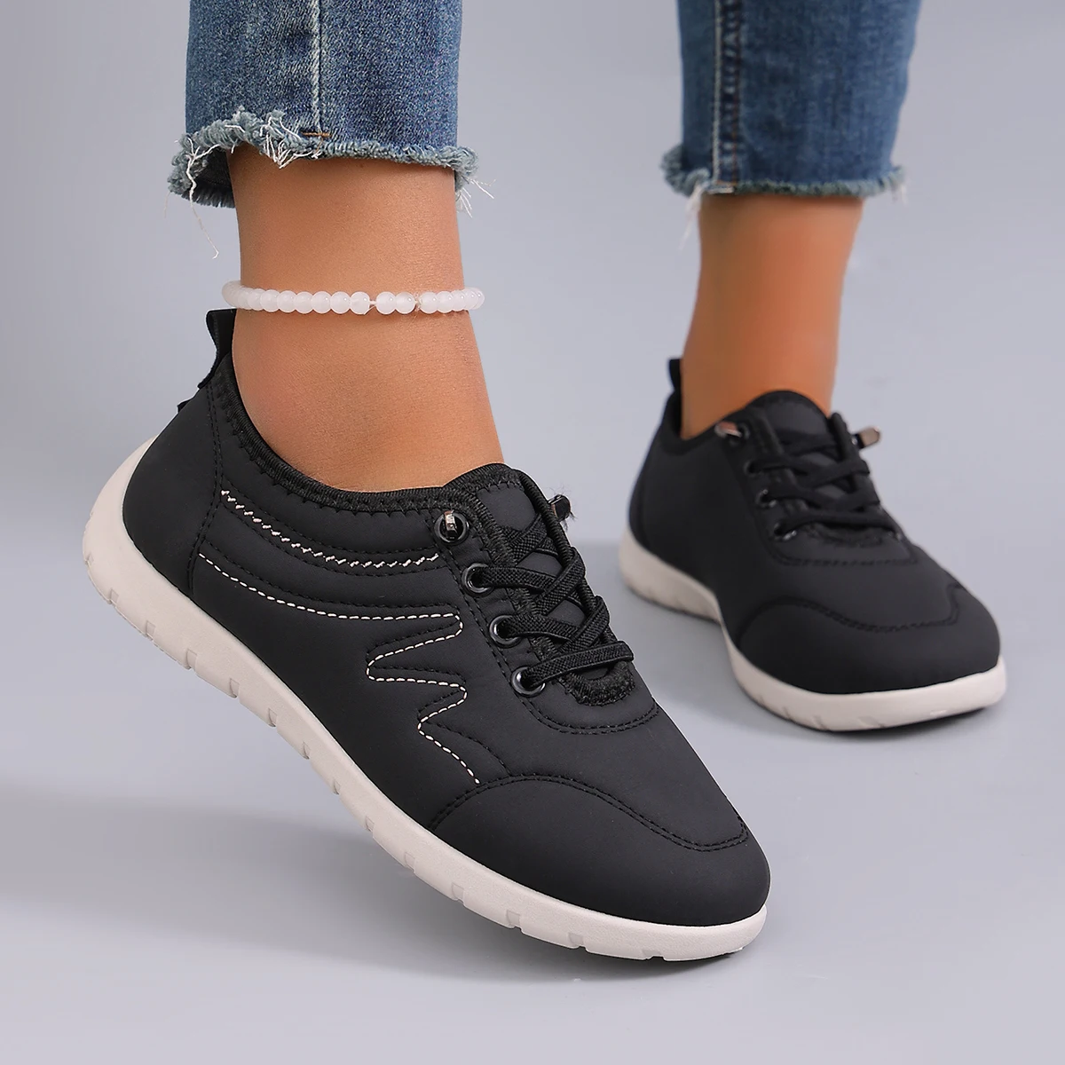 Spring new women's sports shoes, fashionable, breathable, lightweight, non-slip, wear-resistant, casual sports shoes, flat shoes 25 S91621555c94a45088a70f2ad282122acD