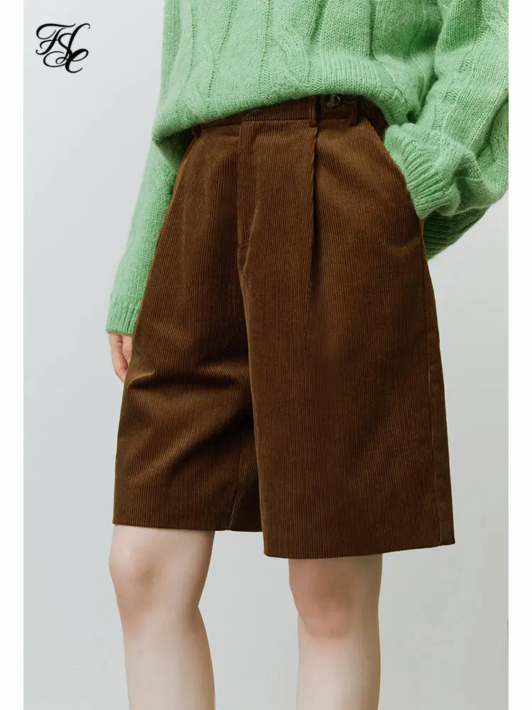 FSLE Corduroy Capris Autumn Winter Retro High Waist Casual Pants Straight Shorts Solid Women 100% Cotton Casual Brown Shorts
FSLE Corduroy Capris Autumn Winter Retro High Waist Casual Pants Straight Shorts Solid Women 100% Cotton Casual Brown Shorts