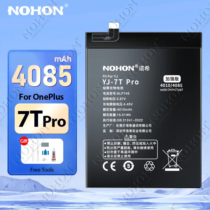 

NOHON BLP745 Battery for OnePlus 7T Pro 9 8T 9RT 6T 5T 8 7 6 5 Bateria For One Plus 1+ 9R 10R ACE 2V Nord 2 Phone Batteries