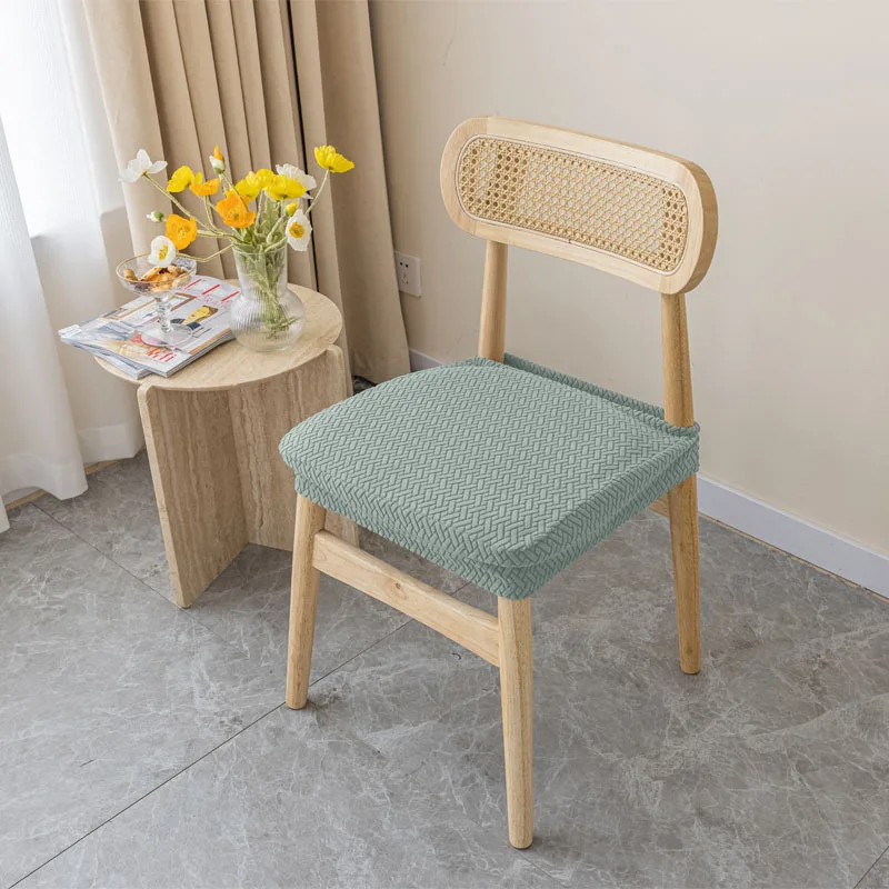 

Jacquard Dining Chair Covers Stretch Seat Cushion Slipcover For Kitchen Chairs Without Backrest Removable Dining Chair Cover New