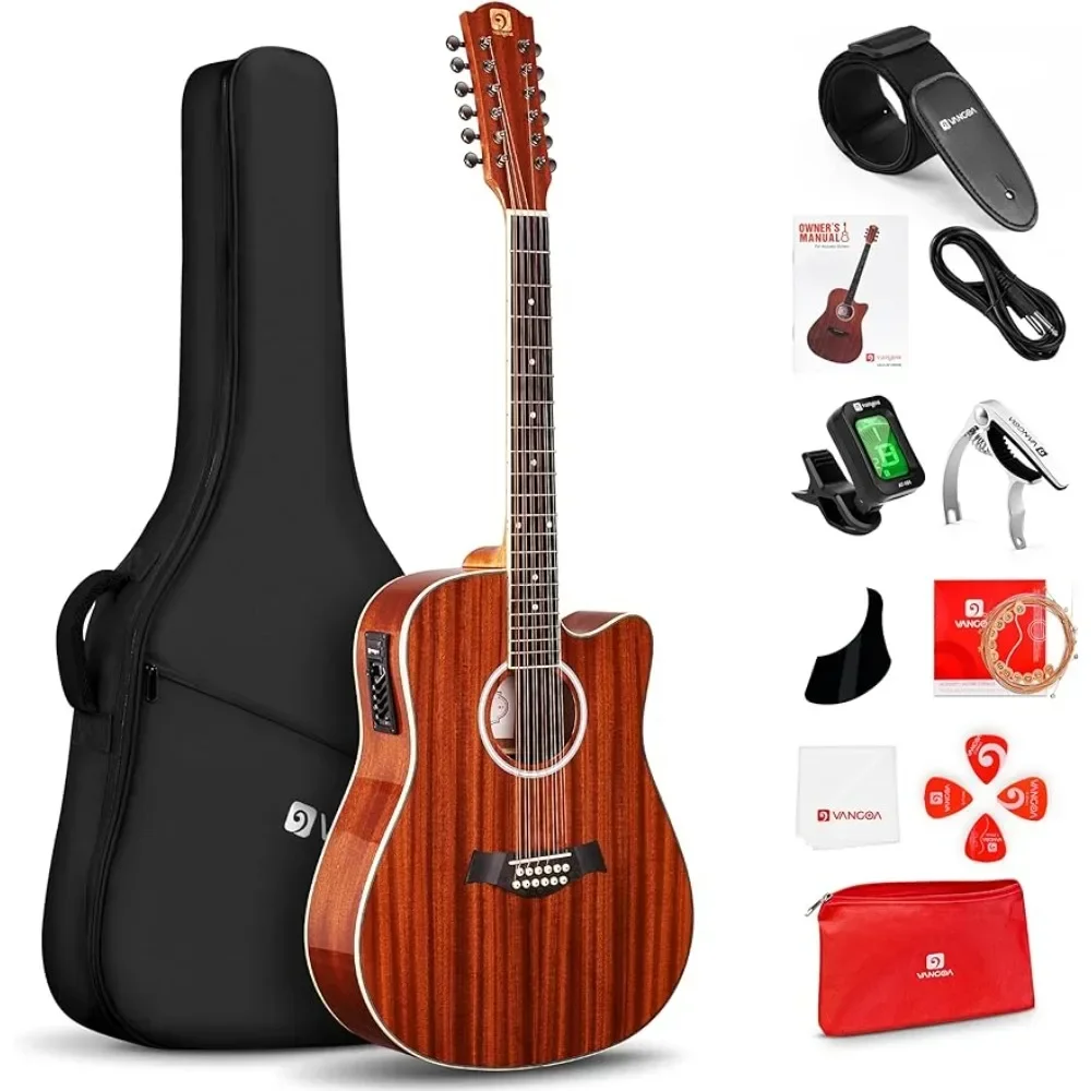 

Twelve String Guitar Acoustic Electric Cutaway Guitar Bundle for Beginner Adults Teens, Upgraded Starter Kit Freight free