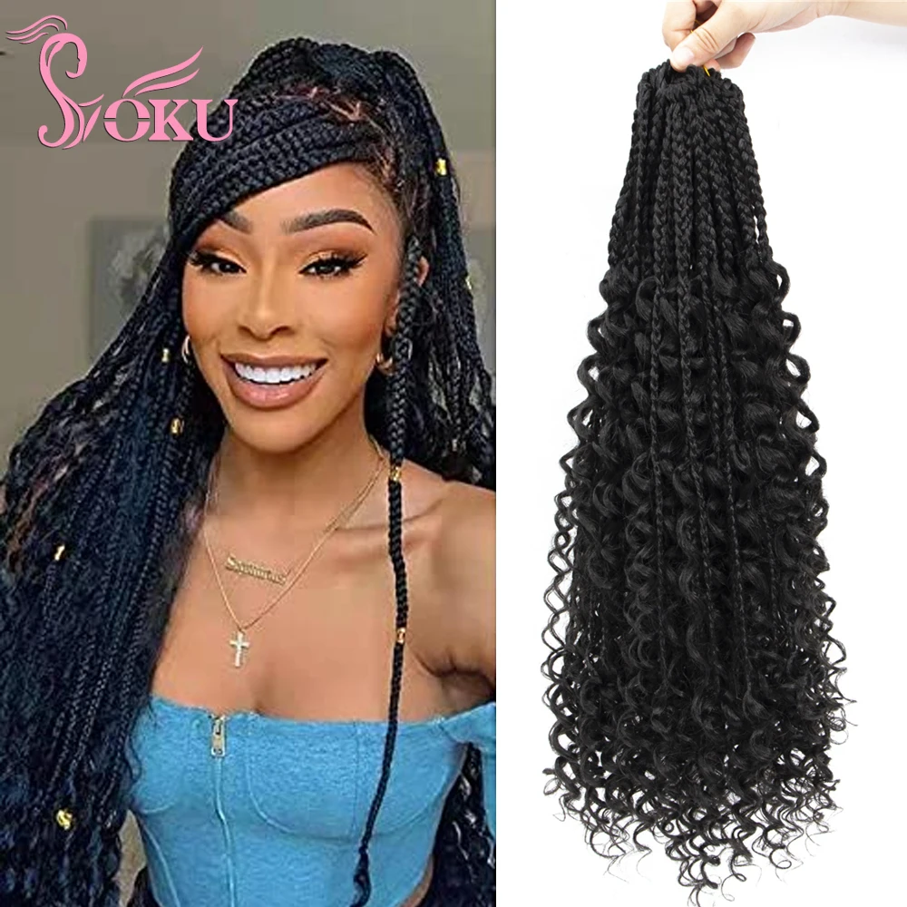 SOKU Goddess Box Braids Crochet Hair Ombre Bohemian Box Braids With Curly End 20 Inches 3X Crochet Hair Braiding Extension
SOKU Goddess Box Braids Crochet Hair Ombre Bohemian Box Braids With Curly End 20 Inches 3X Crochet Hair Braiding Extension