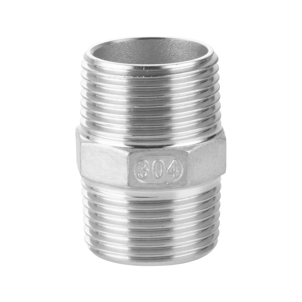 

1/8" 1/4" 3/8" 1/2" 3/4" 1" 1-1/2" 2" 3" 4" BSP NPT Male Hex Nipple 201 304 316 Stainless Steel Pipe Fitting Coupler Connector