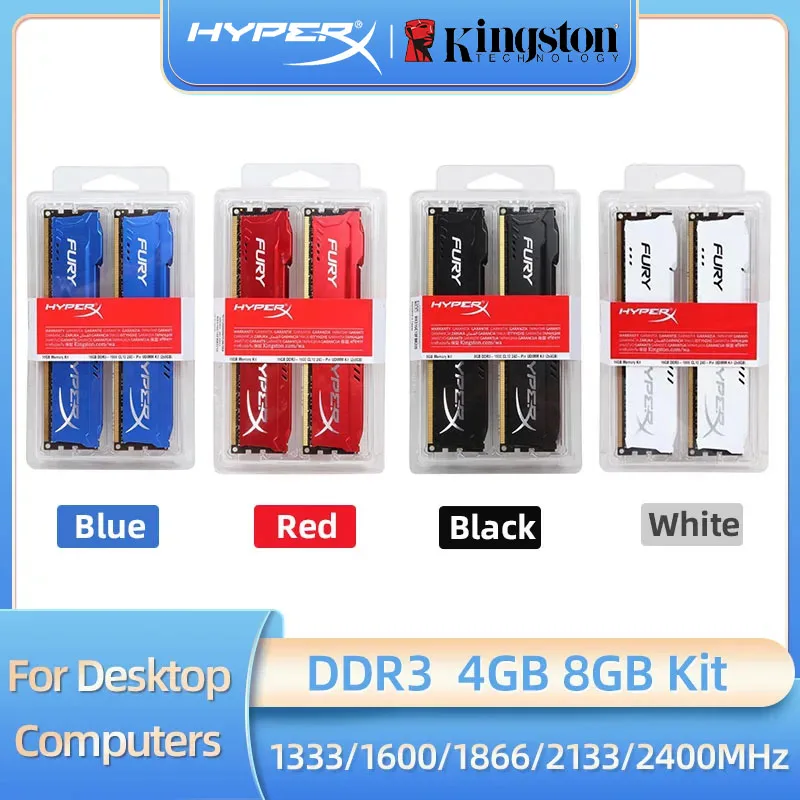 

Kingston Memoria Ram DDR3 8GB 4GB Kit 1600MHz 1333MHz 1866MHz 2133MHz 2400MHz DIMM Ram PC3-10600 12800 14900 Desktop Memory DDR3