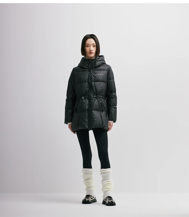 Chericom Women's Winter Down Jacket Mid Long Padding PU Leather Skinny Thick New Duck Down Solid Hooded Puffer Jacket 298097 Chericom Women's Winter Down Jacket Mid Long Padding PU Leather Skinny Thick New Duck Down Solid Hooded Puffer Jacket 298097