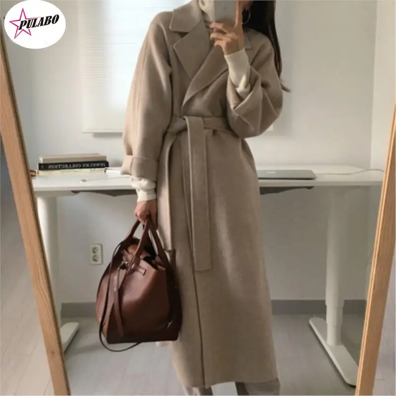 Women Elegant Long Wool Coat With Belt Solid Color Long Sleeve Chic Outerwear Ladies Overcoat Autumn Winter PULABO
Women Elegant Long Wool Coat With Belt Solid Color Long Sleeve Chic Outerwear Ladies Overcoat Autumn Winter PULABO