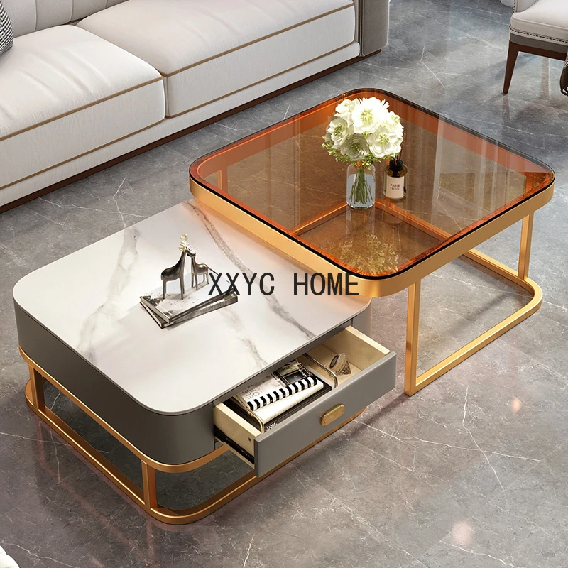 

Домашний стеклянный каменный стол для гостиной, современный простой квадратный журнальный столик для маленькой квартиры