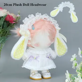 20cm Plush Doll Headwear Rabbit Headband Miniature Hat Doll Accessories For 14inch Doll Clothes Plush Toys Decor Hair Accessorie