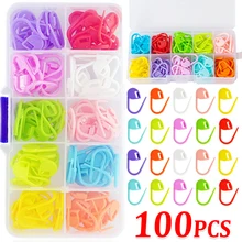 50-200pcs Multicolor Plastic Resin Small Clips Knitting Crochet Markers Locking Stitch Needle Clip Marking Rings DIY Sewing Tool