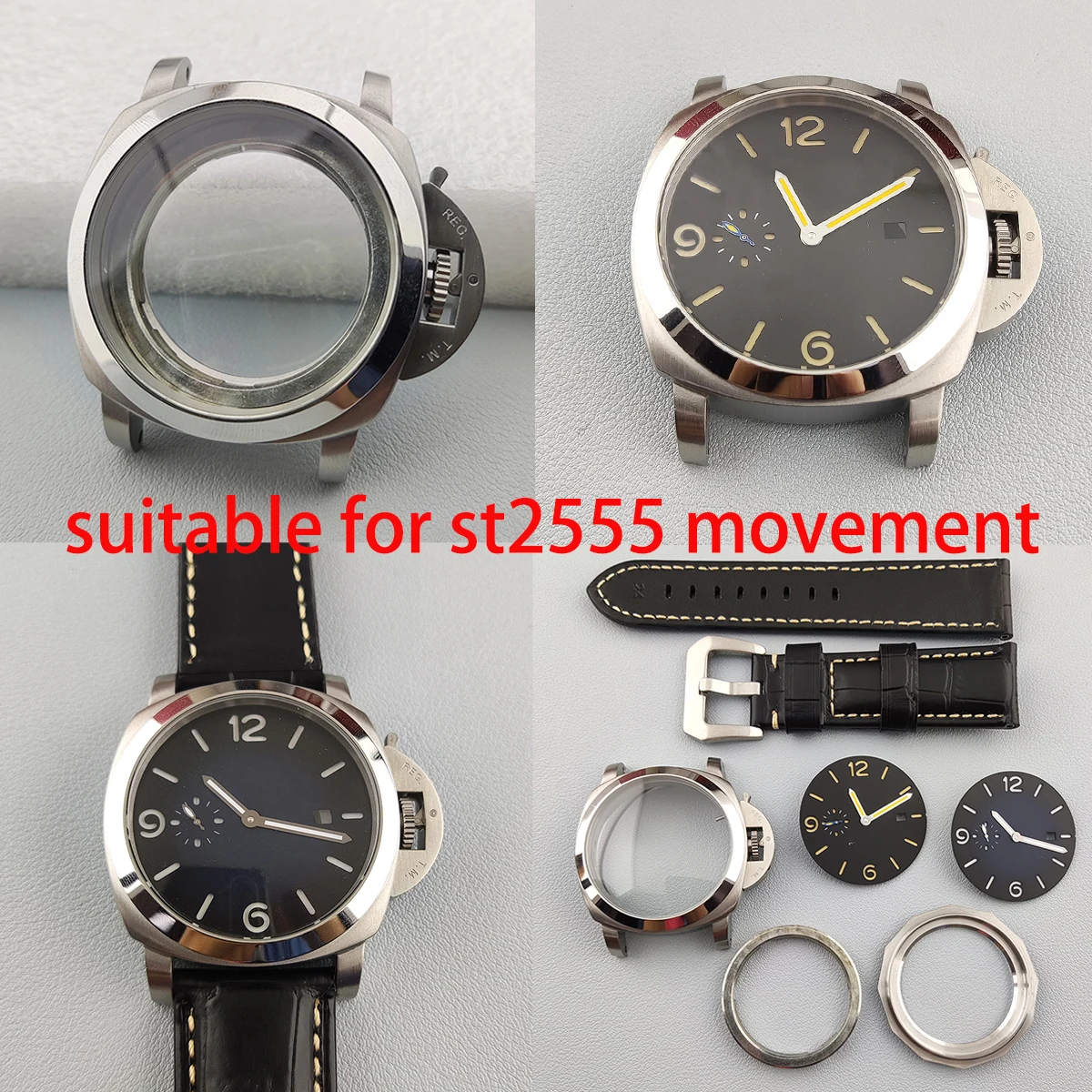 44mm ST2555 Movement Case Stainless Steel Case Men Automatic Mechanical Watch Black Dial Luminous Hands Watch Replacement Part
44mm ST2555 Movement Case Stainless Steel Case Men Automatic Mechanical Watch Black Dial Luminous Hands Watch Replacement Part