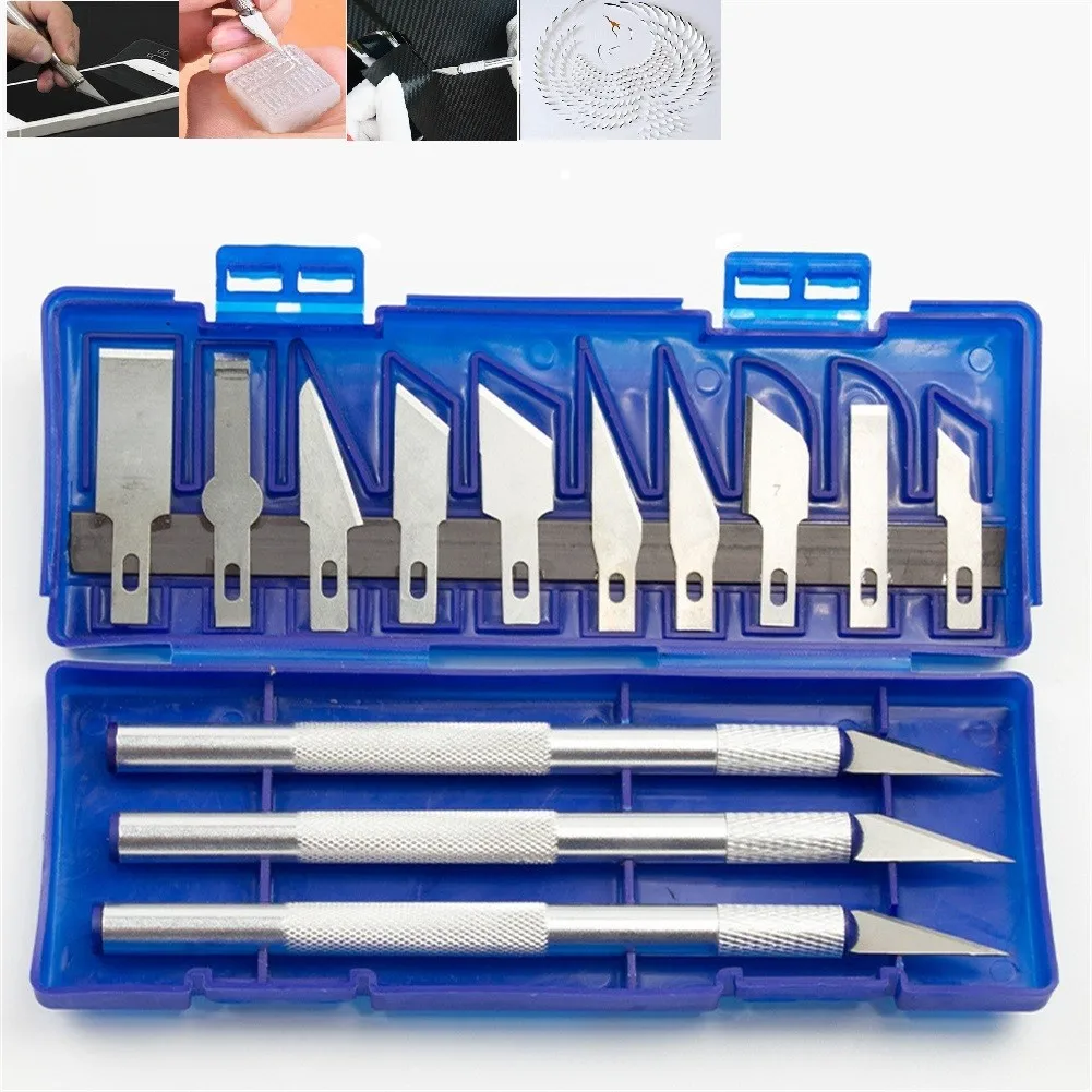13PCS Precision Cutter Set Exacto Hand Tool Set Paper Cut Carving-Knife Tools Kit Cutter Blade DIY-Repair Box Crafts Art-Cutting
13PCS Precision Cutter Set Exacto Hand Tool Set Paper Cut Carving-Knife Tools Kit Cutter Blade DIY-Repair Box Crafts Art-Cutting