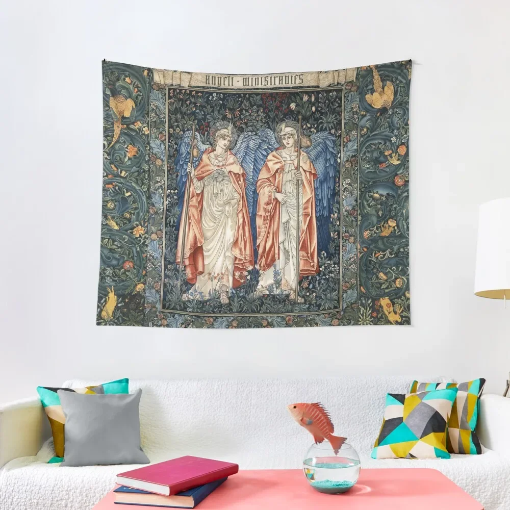 ANGELI MINISTRANTES, Angels in Blue Green Floral Tapestry Home Decor Aesthetic Tapestry
ANGELI MINISTRANTES, Angels in Blue Green Floral Tapestry Home Decor Aesthetic Tapestry